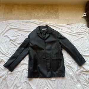 Those Days Faux Leather Black Blazer Jacket